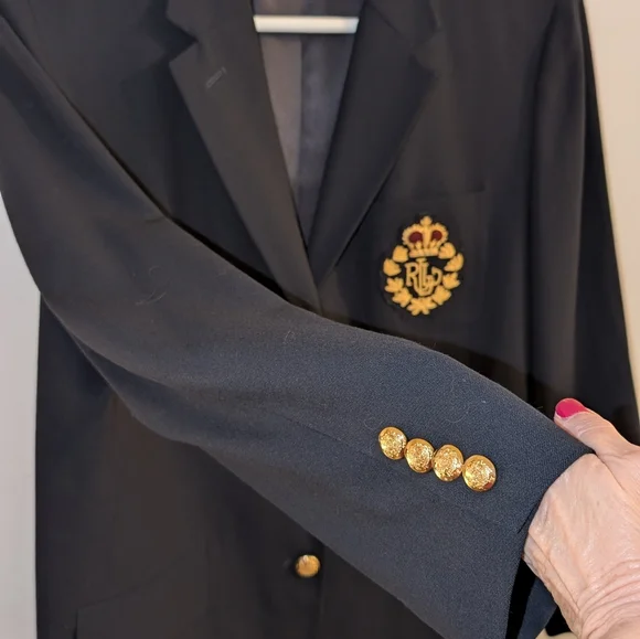 Lauren Ralph Lauren Navy Blazer Royal Crest Blazer Sz 16 - Picture 4 of 12